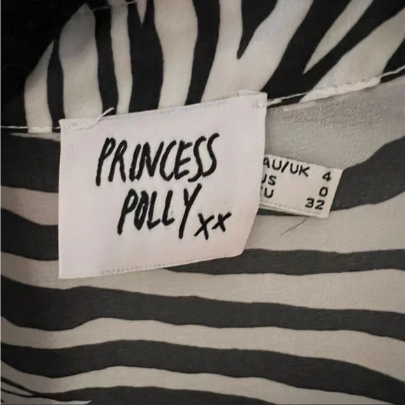 PRINCESS POLLY ZEBRA PRINT BUTTON DOWN. NEVER WORN. Size 0. - Picture 4 of 4